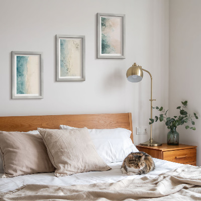 Juego de 3 cuadros decorativos Acuarelas derramadas sobre lienzo, estilo minimalista