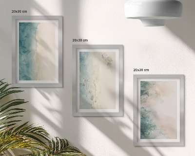 Juego de 3 cuadros decorativos Acuarelas derramadas sobre lienzo, estilo minimalista