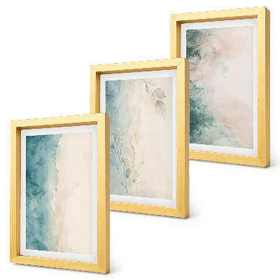 Juego de 3 cuadros decorativos Acuarelas derramadas sobre lienzo, estilo minimalista