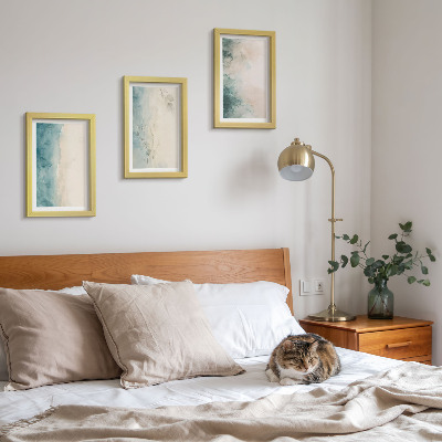 Juego de 3 cuadros decorativos Acuarelas derramadas sobre lienzo, estilo minimalista