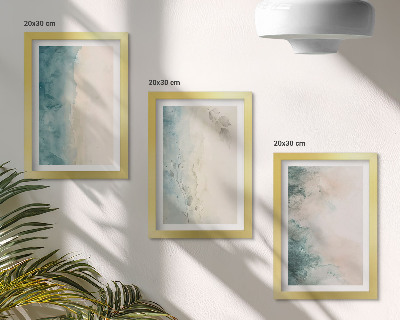Juego de 3 cuadros decorativos Acuarelas derramadas sobre lienzo, estilo minimalista