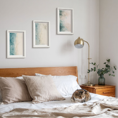 Juego de 3 cuadros decorativos Acuarelas derramadas sobre lienzo, estilo minimalista