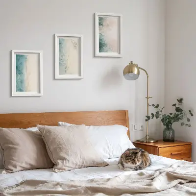 Juego de 3 cuadros decorativos con diseño de acuarelas derramadas en estilo minimalista