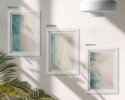 Juego de 3 cuadros decorativos Acuarelas derramadas sobre lienzo, estilo minimalista