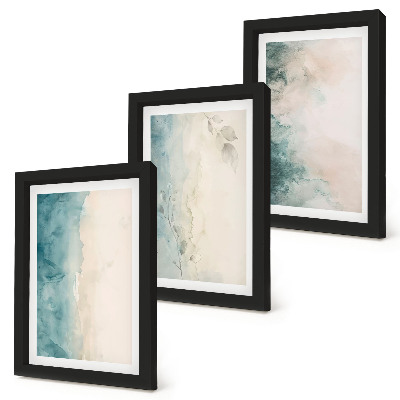 Juego de 3 cuadros decorativos Acuarelas derramadas sobre lienzo, estilo minimalista