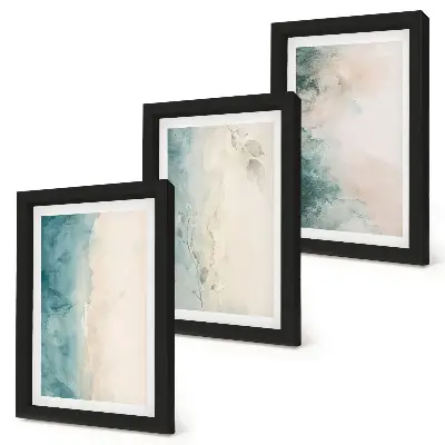 Juego de 3 cuadros decorativos con diseño de acuarelas derramadas en estilo minimalista