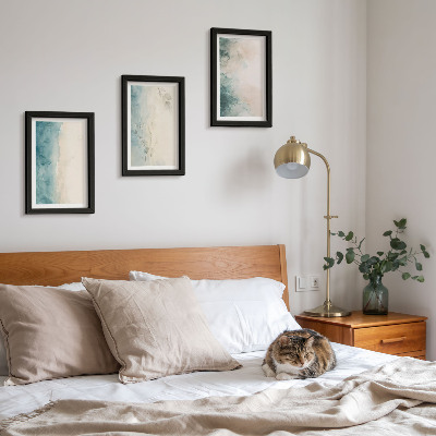 Juego de 3 cuadros decorativos Acuarelas derramadas sobre lienzo, estilo minimalista