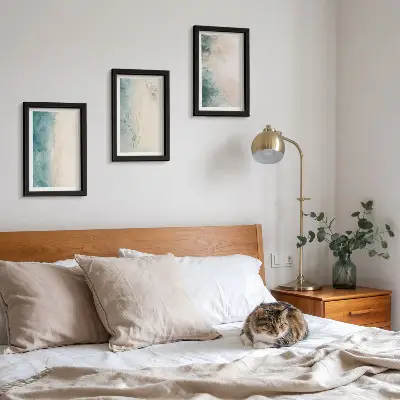 Juego de 3 cuadros decorativos con diseño de acuarelas derramadas en estilo minimalista