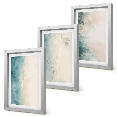 Juego de 3 cuadros decorativos Acuarelas derramadas sobre lienzo, estilo minimalista