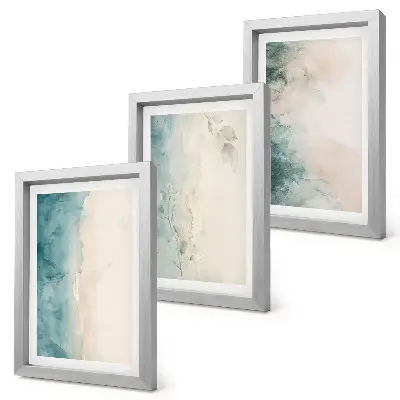 Juego de 3 cuadros decorativos con diseño de acuarelas derramadas en estilo minimalista