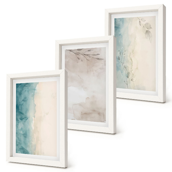 Juego de 3 cuadros decorativos Textura sutil de acuarela