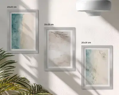 Juego de 3 cuadros decorativos con textura sutil de acuarela