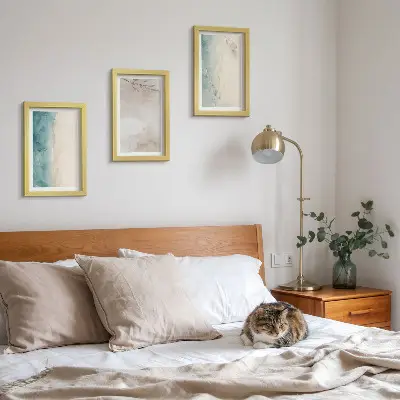 Juego de 3 cuadros decorativos con textura sutil de acuarela
