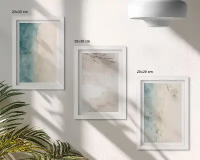 Juego de 3 cuadros decorativos con textura sutil de acuarela