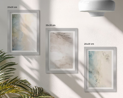 Tríptico enmarcado Cartones delicados de pinturas de acuarela
