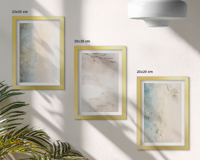 Tríptico enmarcado Cartones delicados de pinturas de acuarela