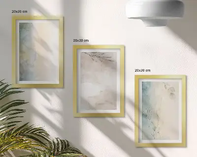 Tríptico de pinturas de acuarela cartones delicados enmarcados