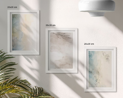 Tríptico enmarcado Cartones delicados de pinturas de acuarela