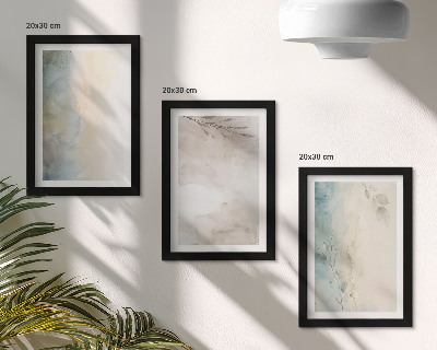 Tríptico enmarcado Cartones delicados de pinturas de acuarela