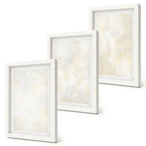 Tríptico enmarcado con diseño de pinceladas de pintura de textura brillante