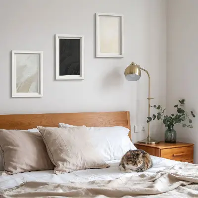 Juego de 3 cuadros decorativos con estructuras en diferentes tonalidades de minimalismo