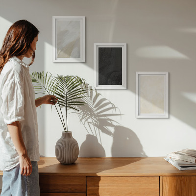 Juego de 3 cuadros decorativos Estructuras en diferentes tonalidades de minimalismo.