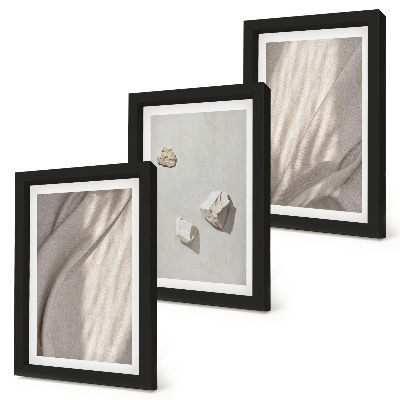 Juego de 3 cuadros decorativos Primeros planos de estructuras modernas de estilo bohemio.