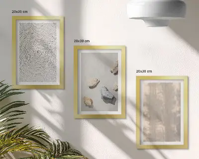 Tríptico enmarcado con texturas bohemias y estructuras naturales