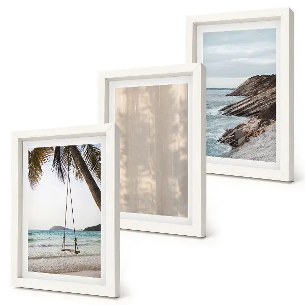 Juego de 3 cuadros decorativos con paisajes de playa y vistas al mar en verano