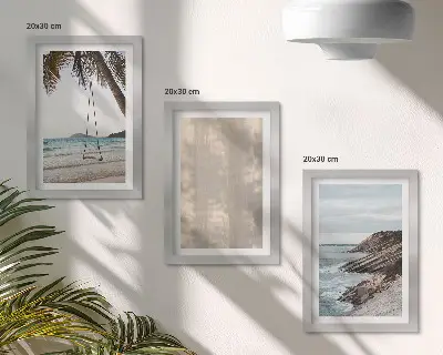 Juego de 3 cuadros decorativos con paisajes de playa y vistas al mar en verano
