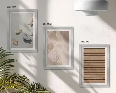 Juego de 3 cuadros decorativos con texturas de piedras, madera y tela