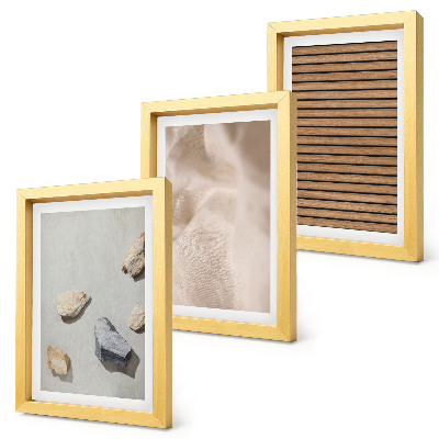 Juego de 3 cuadros decorativos Piedras, madera, tela, diversas texturas
