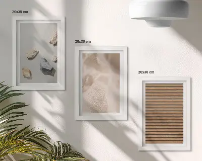 Juego de 3 cuadros decorativos con texturas de piedras, madera y tela