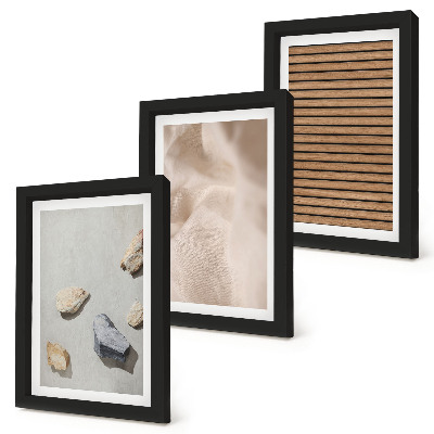 Juego de 3 cuadros decorativos Piedras, madera, tela, diversas texturas