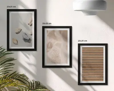 Juego de 3 cuadros decorativos con texturas de piedras, madera y tela