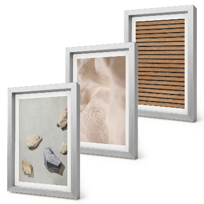 Juego de 3 cuadros decorativos Piedras, madera, tela, diversas texturas