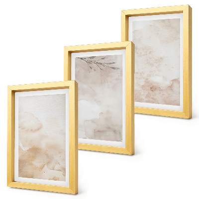 Juego de 3 cuadros decorativos Manchas y hojas de acuarela en tonos pastel.