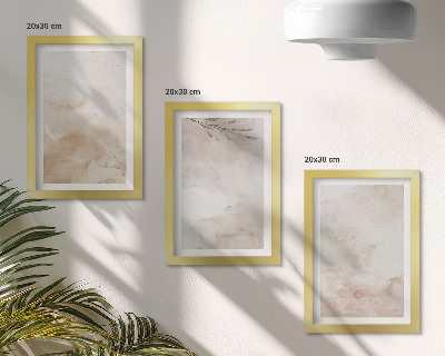 Juego de 3 cuadros decorativos Manchas y hojas de acuarela en tonos pastel.