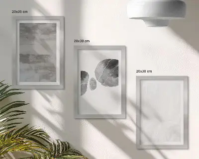 Tríptico enmarcado de formas y estructuras abstractas estilo moderno