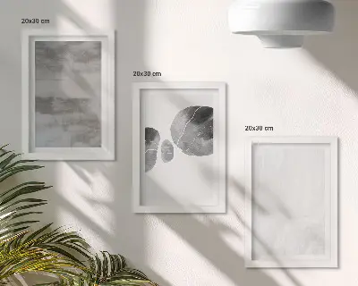 Tríptico enmarcado de formas y estructuras abstractas estilo moderno