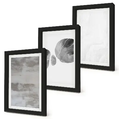 Tríptico enmarcado de formas y estructuras abstractas estilo moderno