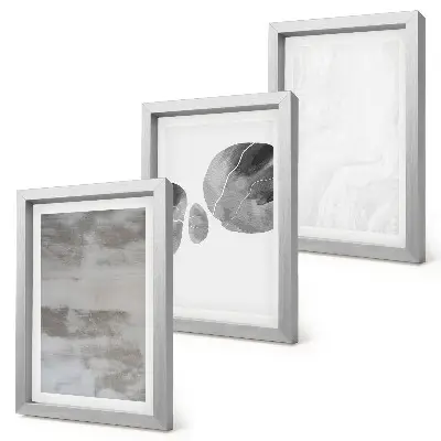 Tríptico enmarcado de formas y estructuras abstractas estilo moderno