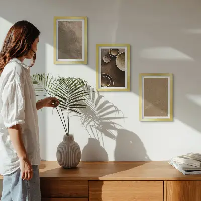 Juego de 3 cuadros decorativos de estructuras de piedra con estilo minimalista moderno