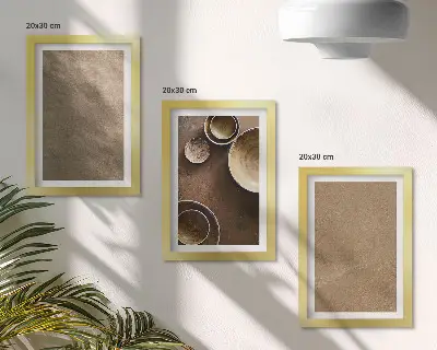 Juego de 3 cuadros decorativos de estructuras de piedra con estilo minimalista moderno