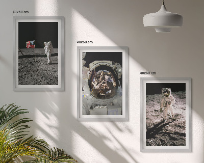 Juego de 3 cuadros Aterrizaje de astronautas de la NASA en la Luna