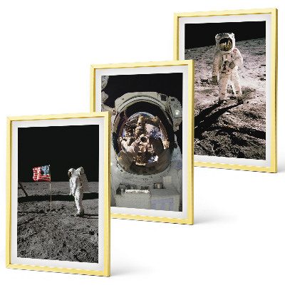 Juego de 3 cuadros Aterrizaje de astronautas de la NASA en la Luna