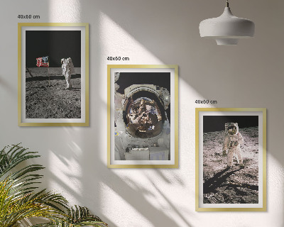 Juego de 3 cuadros Aterrizaje de astronautas de la NASA en la Luna