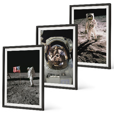 Juego de 3 cuadros Aterrizaje de astronautas de la NASA en la Luna