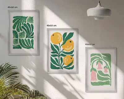 Set de 3 cuadros para salón con patrones de plantas minimalistas