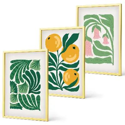 Set de 3 cuadros para salón con patrones de plantas minimalistas
